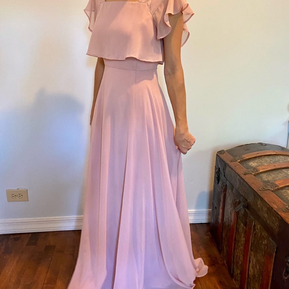 ASOS Light Pink Maxi Dress with Ruffle Sleeves